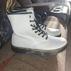 Dr. Martens White and Black Leather Boots